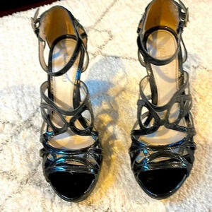 *Final Price* Jason Wu Black Patent Strappy Stiletto Heels Designer Size 35 GUC